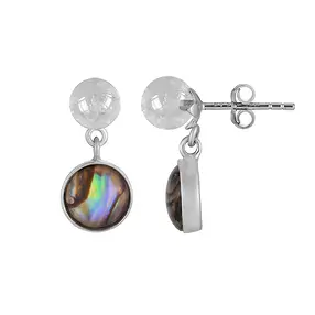 Earstuds Paua shell (8mm), Rock Crystal (6mm), 1.8cm, platinum plated | Marco Schreier
