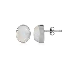 244023230045 Clous d'oreilles Labradorite (blanche), Ovale (10 x 8mm), 1,1cm, platiné | Marco Schreier