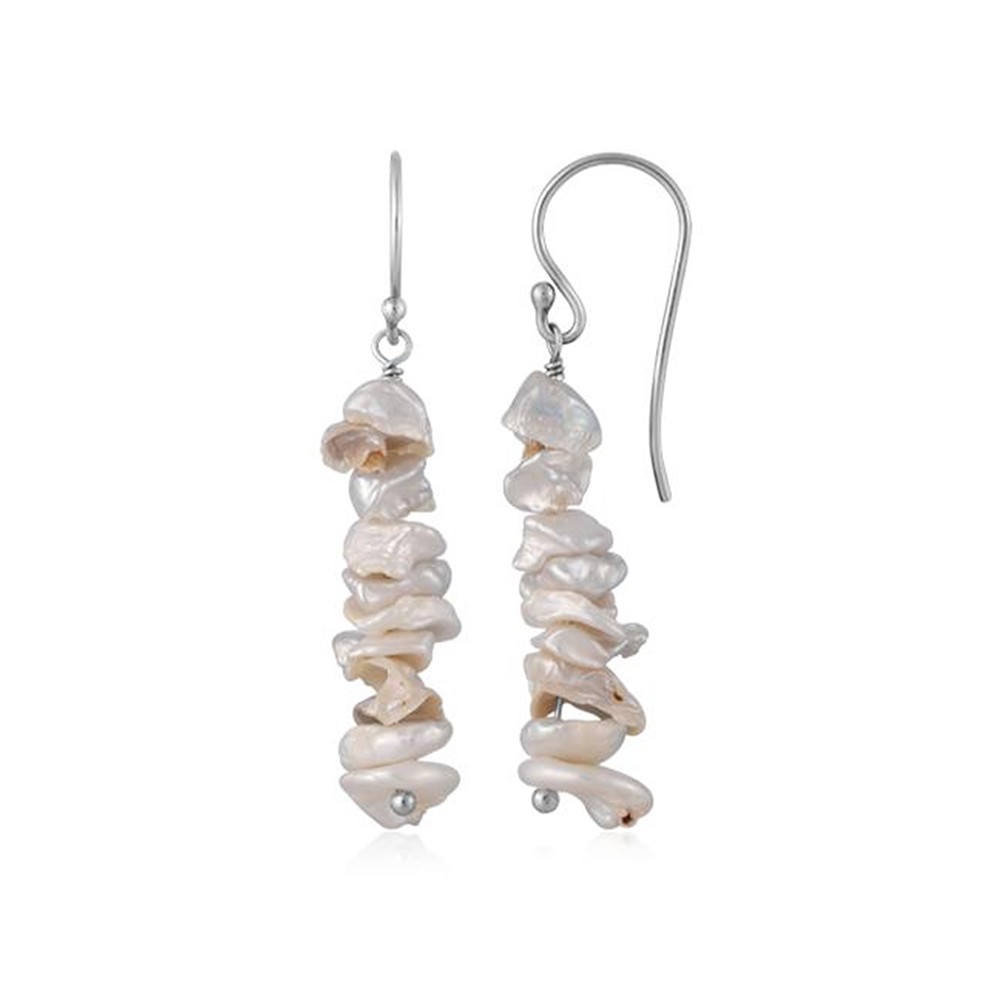 Orecchini di perle Keshi (4 - 8 mm), 3,5 cm, placcati in platino | Marco Schreier