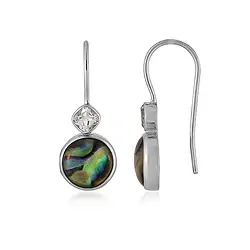 244023230093 Ohrhänger Pauamuschel rund (10mm), Topas,2,6cm, platiniert | Marco Schreier