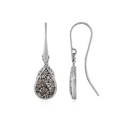 244023230101 Boucles d'oreilles avec crochets en Corail fossilisé (20 x 10mm), 4,6cm, platiné | Marco Schreier