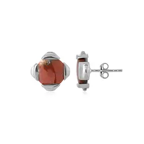 Earstuds chalcedony (multicolored), round, 1.2 cm, platinum plated | Marco Schreier