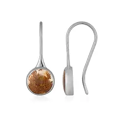 244023240003 Ohrhänger Moosachat (gelb) rund (10mm), 2,8cm, platiniert | Marco Schreier