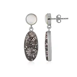 244023240010 Ohrstecker versteinerte Koralle, Oval (22 x 10mm), Perlmutt, 3,6cm, platiniert | Marco Schreier