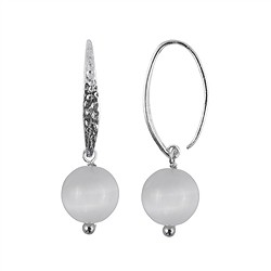 244023240015 Earrings selenite, beads (8mm), 3.3cm, platinum plated | Marco Schreier