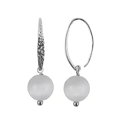 244023240015 Earrings selenite, beads (8mm), 3.3cm, platinum plated | Marco Schreier