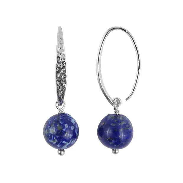 Boucles d'oreilles avec crochets en Lapis-lazuli, boules (9,5mm), 3,3cm, platiné | Marco Schreier