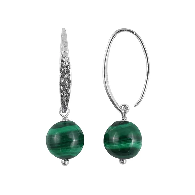 Pendientes Malaquita, cuentas (10mm), 3,4cm, platinado | Marco Schreier
