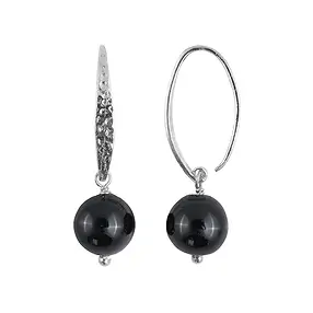 Ohrhänger Schörl (stab.), Kugeln (10mm), 3,4cm, platiniert  | Marco Schreier