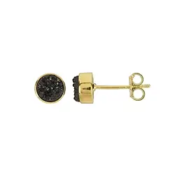 244109307578 Earstuds Druzy black (6mm), 0.7cm, gold-plated | gems, healing stones & jewelry
