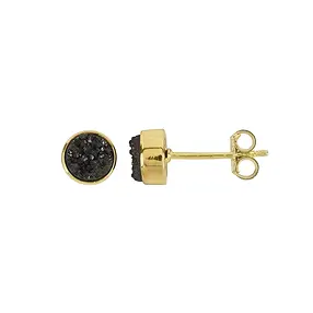 Ohrstecker Druzy (schwarz), rund (6mm), 0,7cm, vergoldet | Marco Schreier