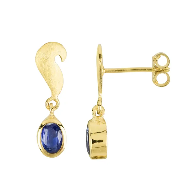 Ohrstecker Disthen oval, Flügel, vergoldet | GH Edelsteine, Heilsteine & Schmuck