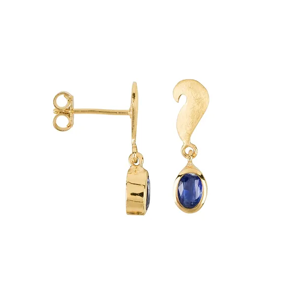 Kyanite oval Earstuds, wings, gold-plated | wholesaler gems & healing stones