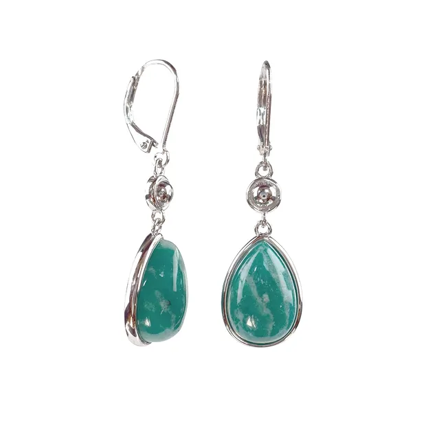 Earrings Amazonite (dark), 4.0cm | wholesaler gems, healing stones & jewelry