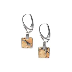 244118302576 Ohrhänger Maligano-Jaspis Quadrat (10 x 10mm), 3,3cm, platiniert | Marco Schreier