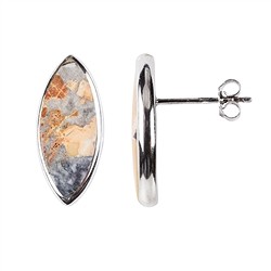244118303576 Earstuds maligano jasper marquise (20 x 8mm), 2.2cm, rhodiniert | Marco Schreier
