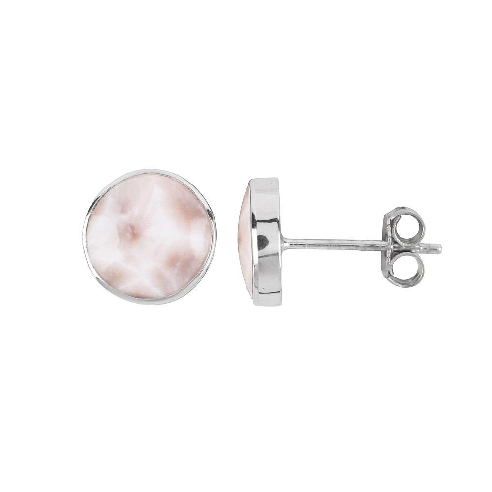 Ohrstecker Natrolith rund (10mm), 1,2cm, rhodiniert | Marco Schreier