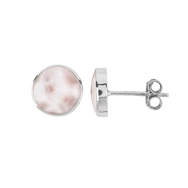 Ohrstecker Natrolith rund (10mm), 1,2cm, rhodiniert | Marco Schreier