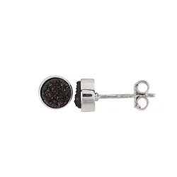 244118307578 Clous d'oreilles Druzy noir (6mm), 0,7cm, rhodié | Marco Schreier