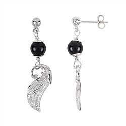 244118309138 Perno auricolare, sfera di Schorl (stab.) con ala, 4,4 cm, rodiato | Marco Schreier