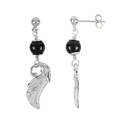 244118309138 Pendientes, Turmalina negra (chorlo) con ala, 4,4 cm, rodinados | Marco Schreier