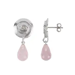 244118311133 Clous d'oreilles Quartz rose-Briolette à facettes, spirale, 3,2cm, rhodié | Marco Schreier