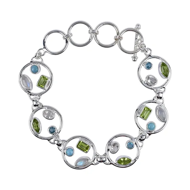 Armband "Winter Suite" Larimar, Peridot, Topas, Labradorit weiß | Marco Schreier
