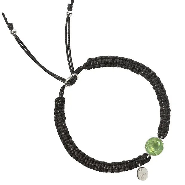 Macramé bracelet, round faceted prehnite | wholesaler gems & healing stones