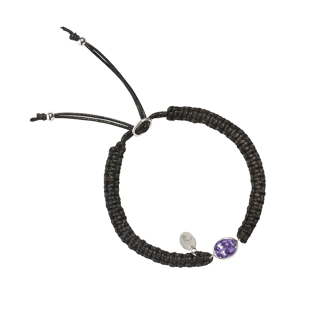 Macramé bracelet, oval amethyst, faceted | wholesaler gems & healing stones