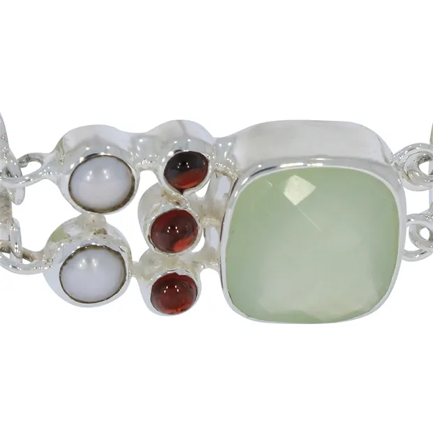 Bracciale prehnite, perla, granato | Gemme Schreier, pietre curative e gioielli