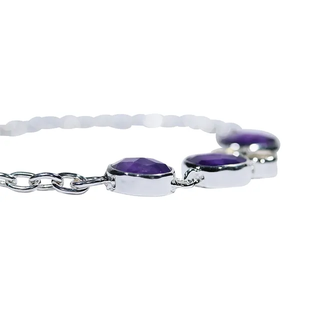 Bracciale in ametista sfaccettata, argento, lunghezza regolabile | Marco Schreier