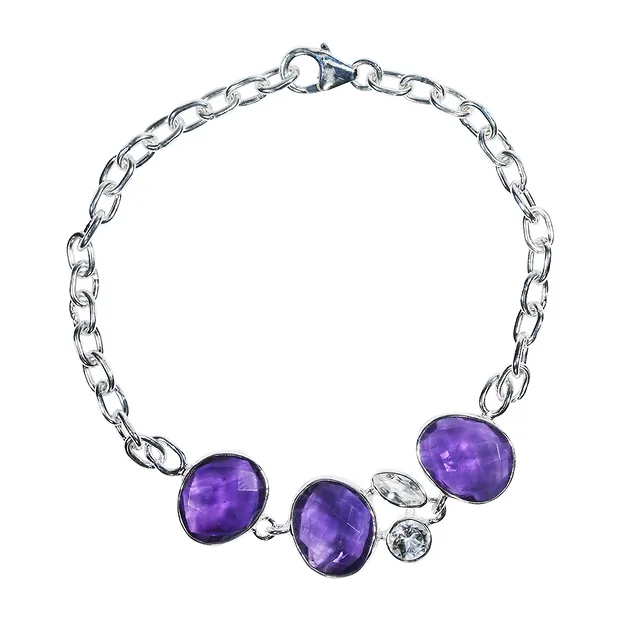 Armband Amethyst facettiert, Silber, längenverstellbar | Marco Schreier