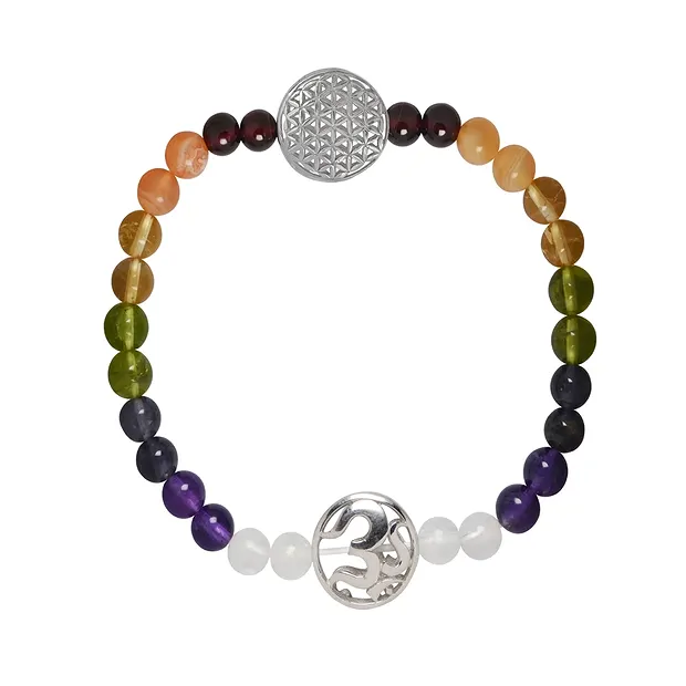 Pulsera Flor de la vida, símbolo Om, cuentas de los chakras | Marco Schreier