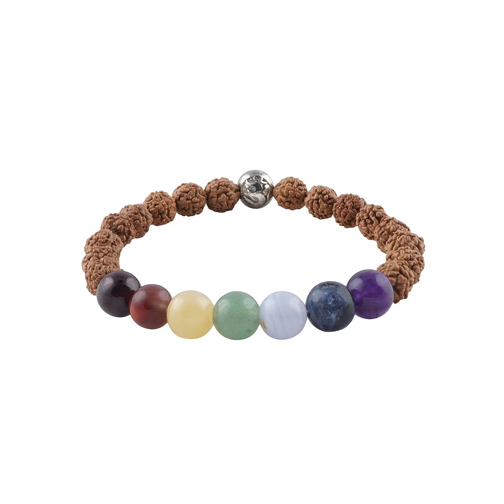 Mala Armband Rudraksha mit Chakraperlen | GH Edelsteine, Heilsteine & Schmuck