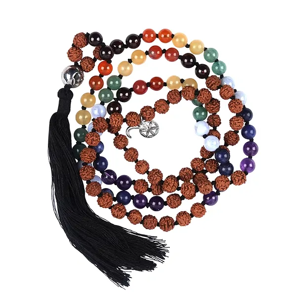 Mala Armband Rudraksha mit Chakraperlen | GH Edelsteine, Heilsteine & Schmuck