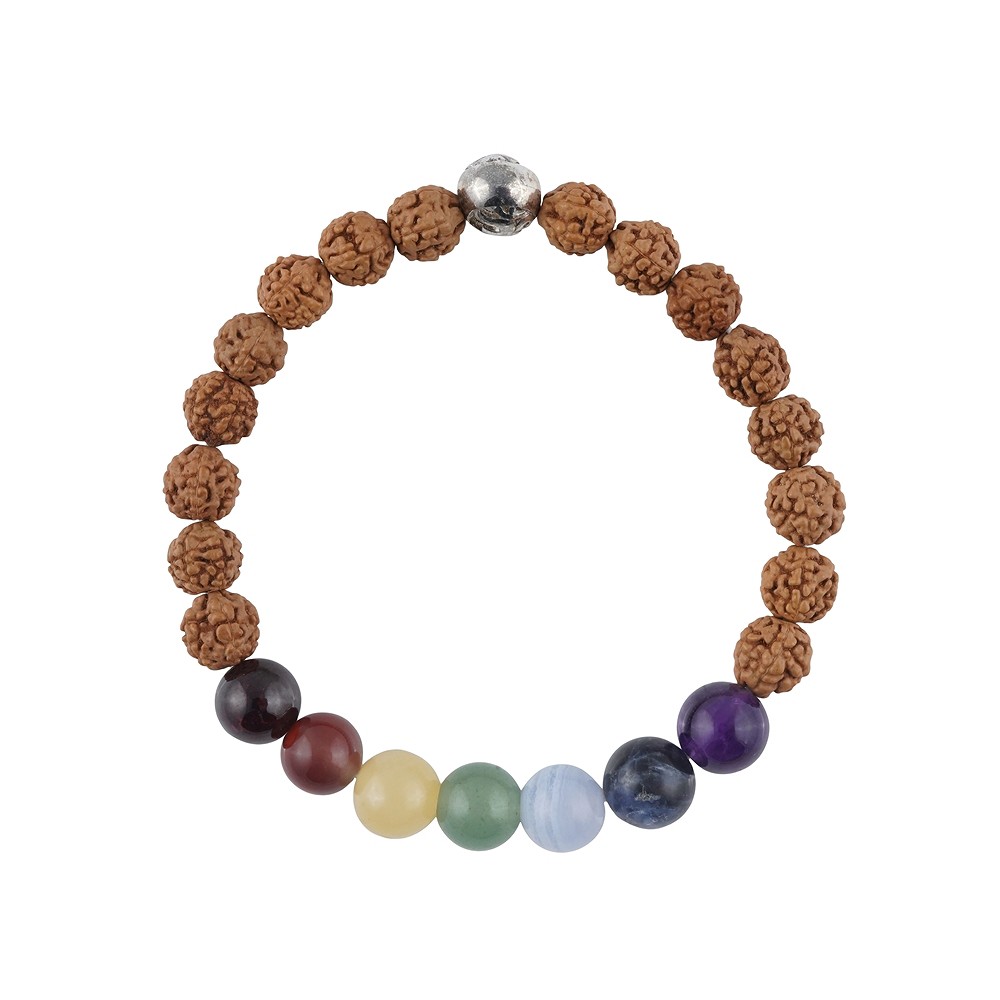 Mala Armband Rudraksha mit Chakraperlen | GH Edelsteine, Heilsteine & Schmuck