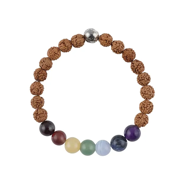 Mala Armband Rudraksha mit Chakraperlen | GH Edelsteine, Heilsteine & Schmuck
