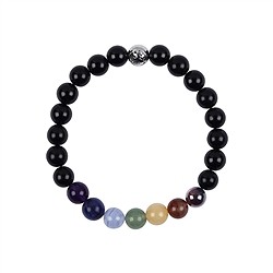 245018190108 Mala bracelet Tourmaline (black) with chakra beads | Marco Schreier