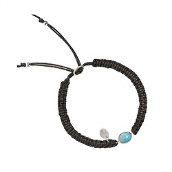 245023150009 Bracelets macramés, Larimar ovale, platiné | Marco Schreier