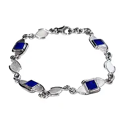 245023220001 Lapis Lazuli square bracelet (6 x 6mm), 20cm, platinum plated | Marco Schreier
