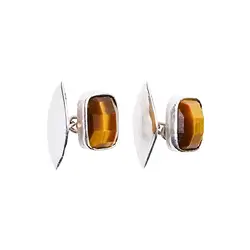 247005220001 Cufflinks Tiger's Eye, faceted, 1.3 x 0.9 cm | wholesaler gems & healing stones