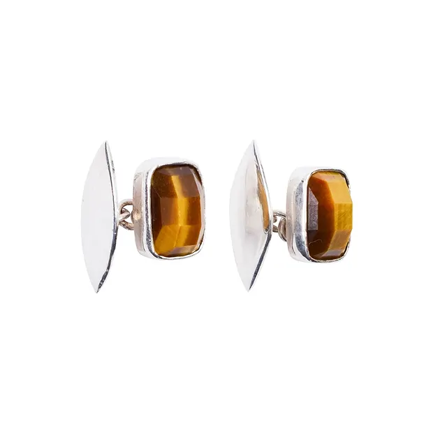Cufflinks Tiger's Eye, faceted, 1.3 x 0.9 cm | wholesaler gems & healing stones