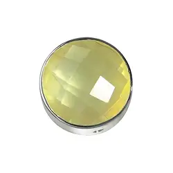 249005100022 Lemon Quartz (heated) faceted set, silver, 12mm | gems, healing stones & jewelry
