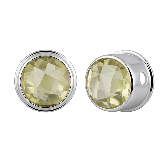 Limonenquarz (gebr.) facettiert gefasst, Silber, 12mm | Marco Schreier