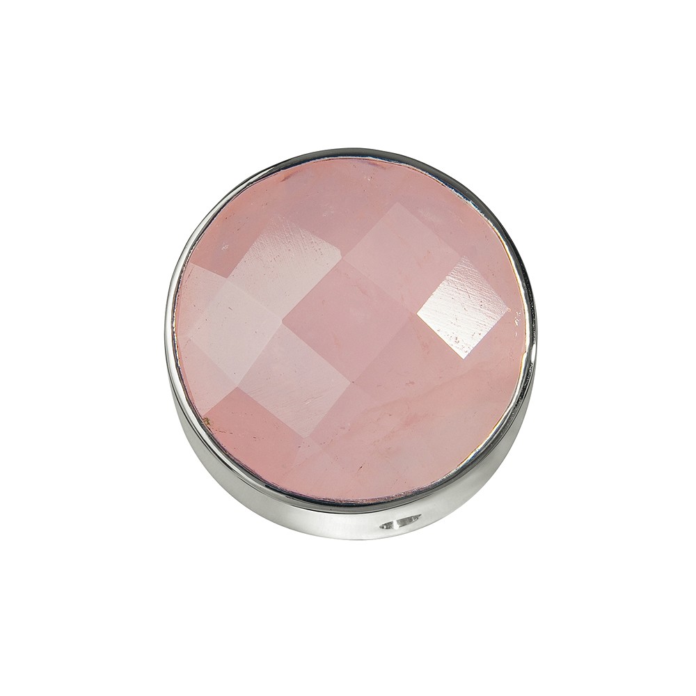 Rosenquarz facettiert gefasst, Silber, 12mm | Edelsteine, Heilsteine & Schmuck