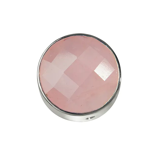 Rosenquarz facettiert gefasst, Silber, 12mm | Edelsteine, Heilsteine & Schmuck