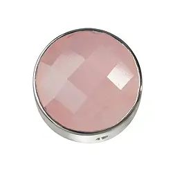 249005100029 Rosenquarz facettiert gefasst, Silber, 15mm | Edelsteine, Heilsteine & Schmuck