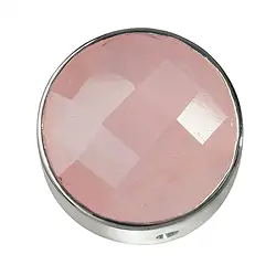 249005100034 Rosenquarz facettiert gefasst, Silber, 20mm | Edelsteine, Heilsteine & Schmuck