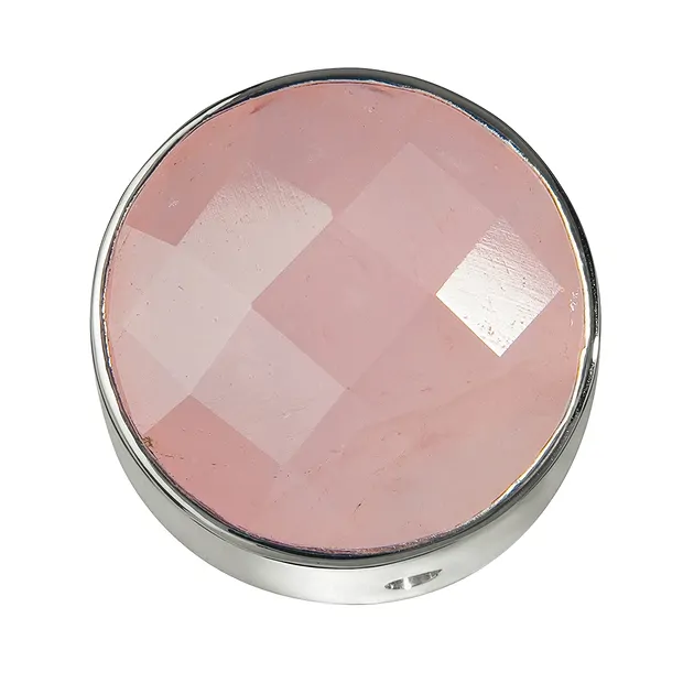 Rosenquarz facettiert gefasst, Silber, 20mm | Edelsteine, Heilsteine & Schmuck