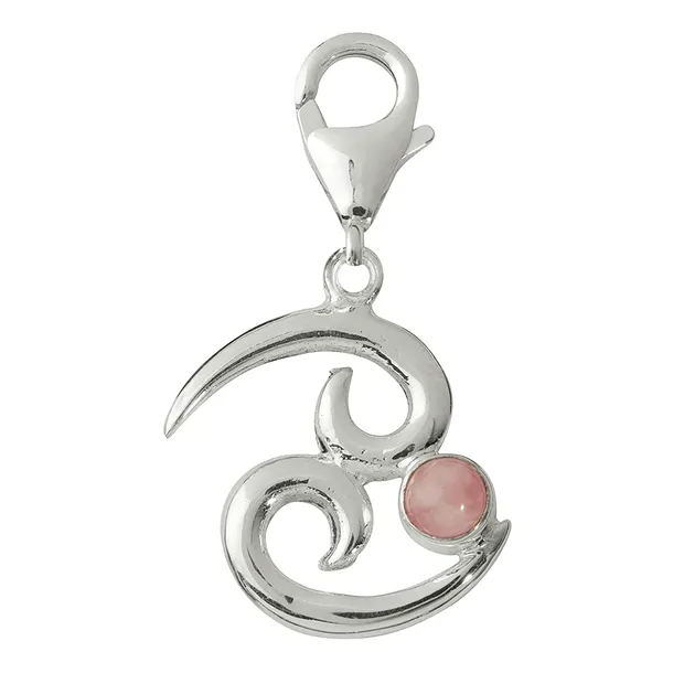 Charm "Cancro" con quarzo rosa, 29 mm | grossista gemme e pietre curative